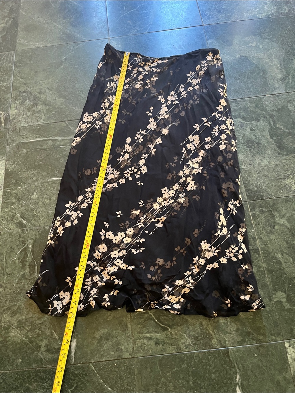 ECI Black Midi Skirt with White Floral Print - Picture 5 of 9
